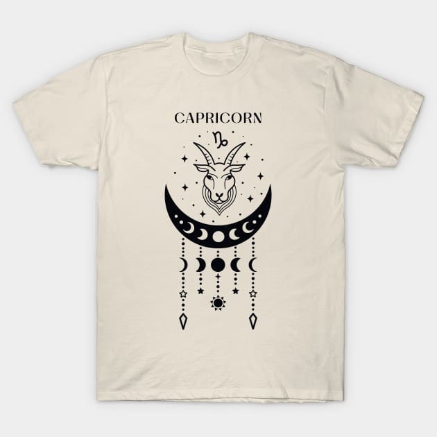 Capricorn star sign; zodiac; horoscope; zodiac; earth sign; symbol; Capricorn birthday; January birthday; T-Shirt by Be my good time